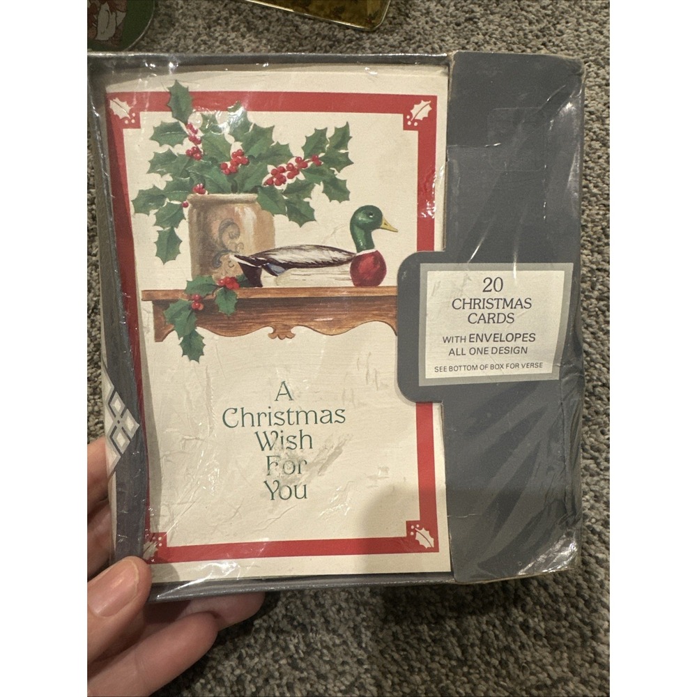 Vtg CLEO Duck w/Holly 20 Christmas Cards w/Envelopes USA, New Old‎ Stock